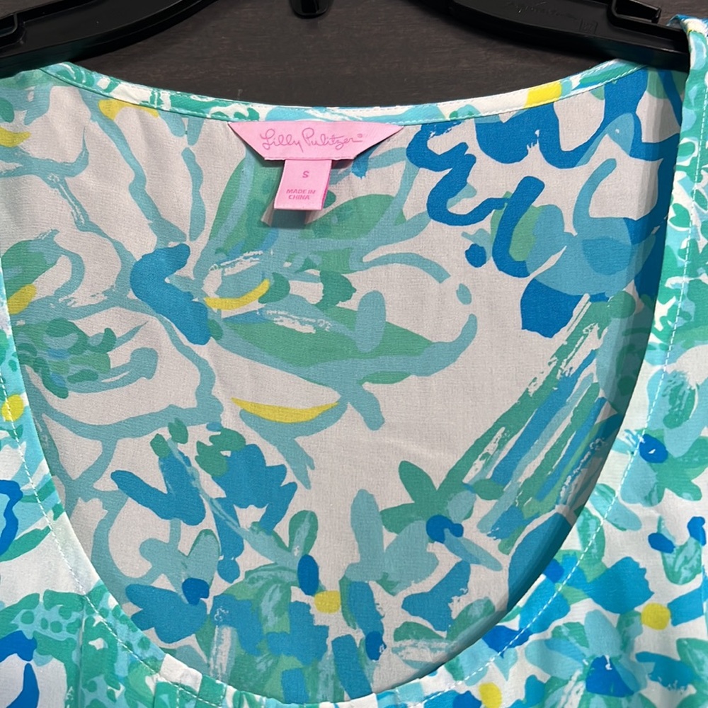 Lilly Pulitzer Blue and Green Floral Tank Top - Picture 2 of 5